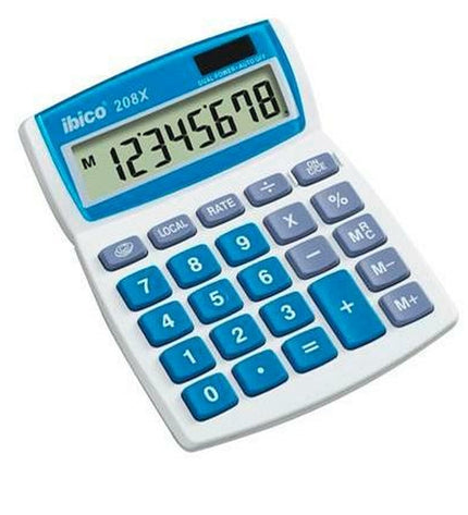 Ibico 208X white calculator, office electronics, showing calculator with numeric keypad and digital display for office use