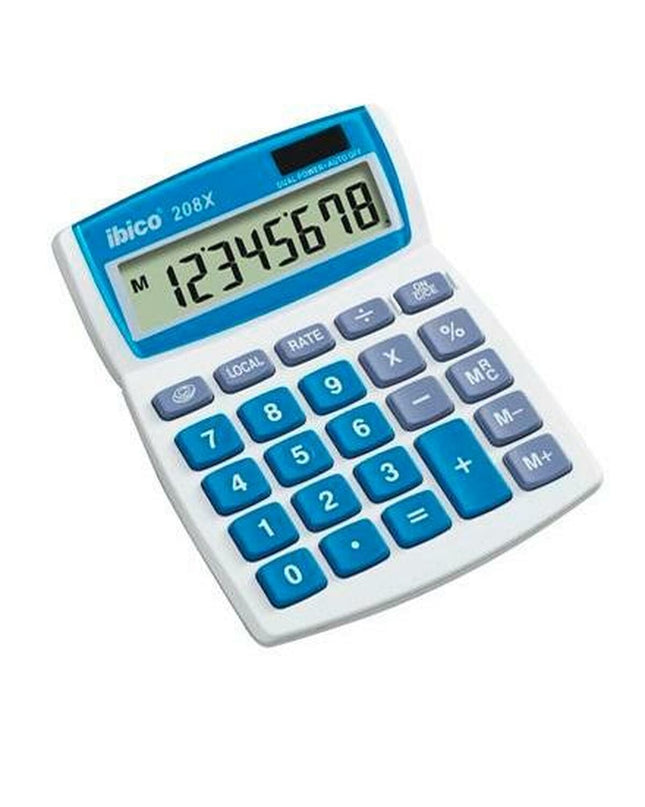 Ibico 208X white calculator, office electronics, showing calculator with numeric keypad and digital display for office use