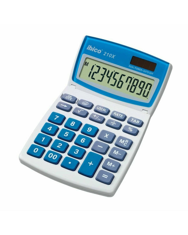 Ibico calculator, office electronic device used for calculations, with a digital display and number keypad.