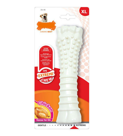 Nylabone Dura Chew kip nylon kauwspeelgoed voor honden met getextureerde kipvorm, duurzaam en geschikt voor krachtige kauwers