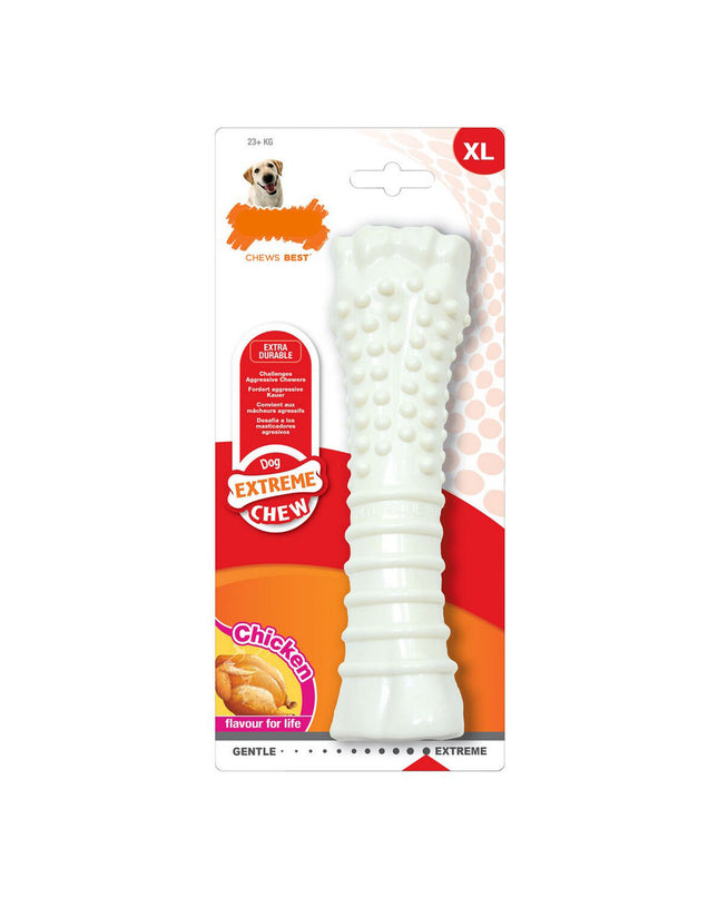 Nylabone Dura Chew kip nylon kauwspeelgoed voor honden met getextureerde kipvorm, duurzaam en geschikt voor krachtige kauwers