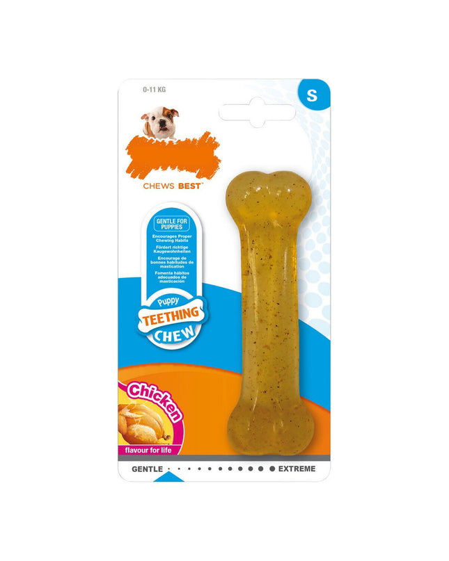 Nylabone Maat M hondenkauwspeelgoed Kip thermoplastisch voor puppies, stevig en veilig honden speelgoed