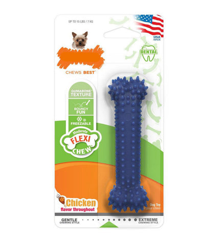 Nylabone Plaque Attacker Kauwspeelgoed voor honden in maat S, kip, thermoplastisch, geschikt voor honden die graag kauwen.