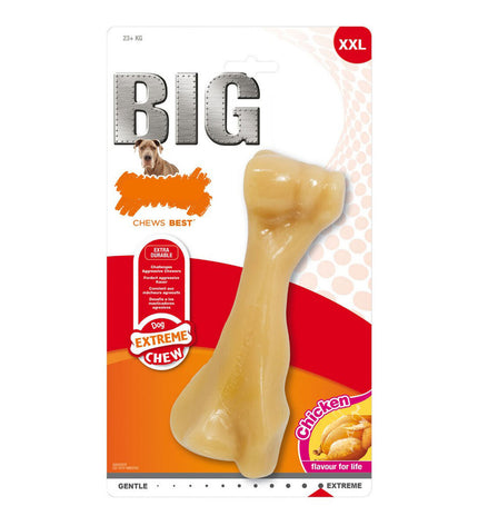 Nylabone Extreme Chew Big Nylon dog chew toy in beef flavor, designed for strong chewers and durable dog dental health.