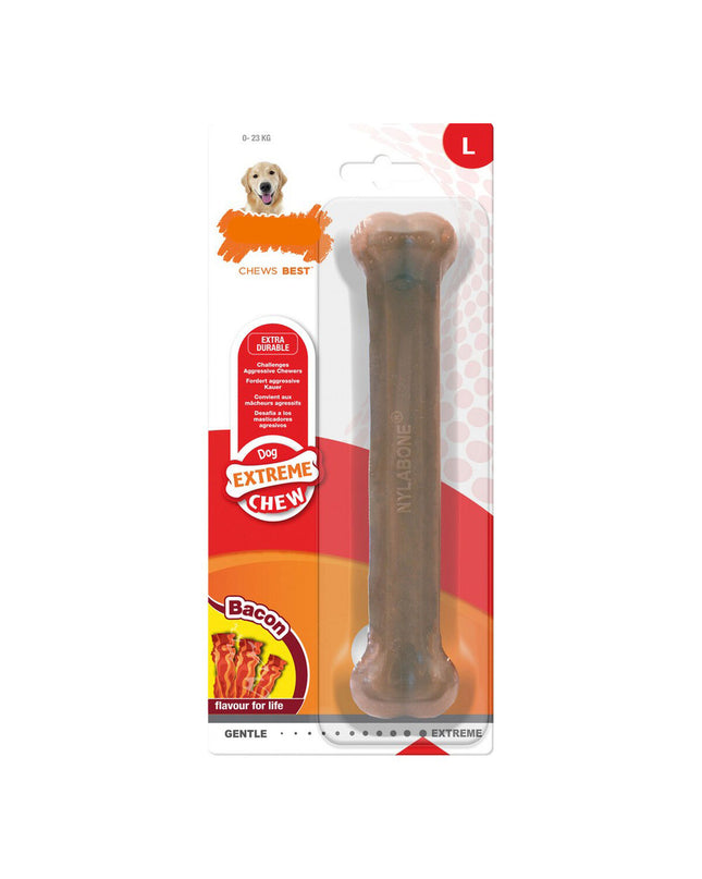 Nylabone Dura Chew bacon flavored dog chew toy in large size, made of durable nylon for strong chewers.