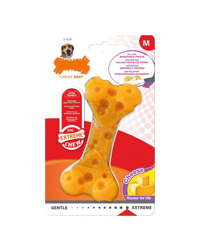 Nylabone Dura Chew Kaas hondenkauwspeelgoed in maat M, nylon chew toy designed for dogs to chew and gnaw.