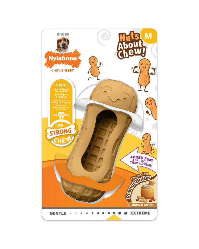 Nylabone 2-in-1 dog toy and treat dispenser for pets, featuring durable plastic and interactive design for dogs.