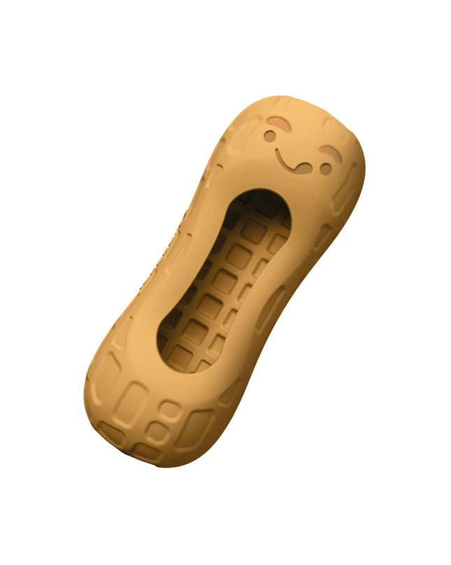Nylabone 2-in-1 pet toy and treat dispenser for dogs, featuring a durable design with compartments for toys and treats.