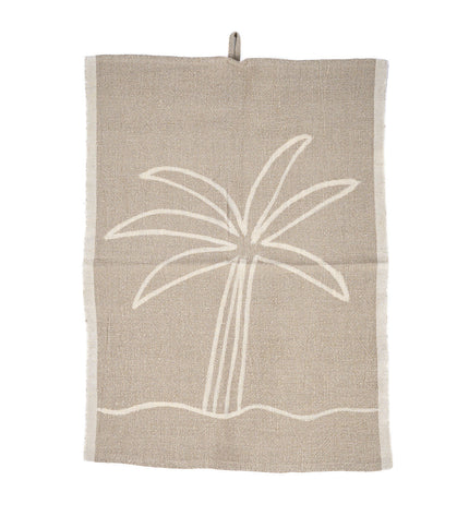 The Linen Palm Tree Kitchen Towel - Natural White - 50x70