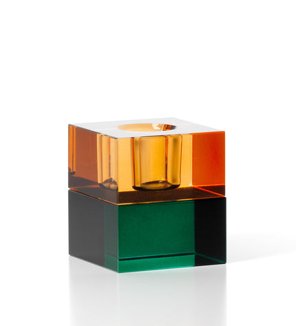 The Gem Blocks Candle Holder - Green Amber
