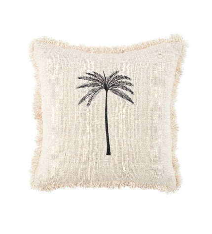 The Gili Palm Cushion Cover - Natural Black