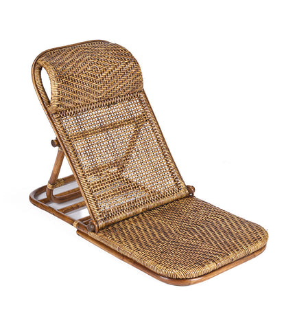 The Rattan Floor Lounger - Dark Walnut