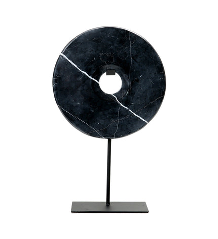 The Marble Disc on Stand - Black - L