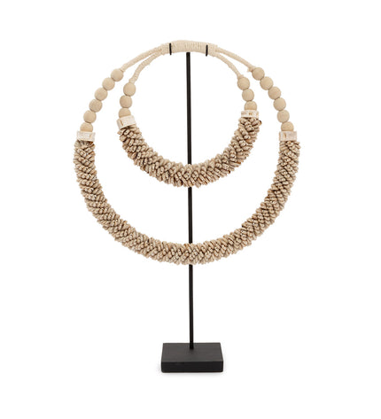 The Double Shell Necklace On Stand - Natural