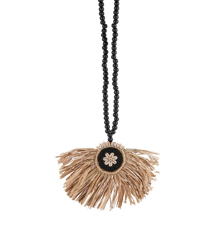 The Raffia Mahkota Tassel - Natural Black