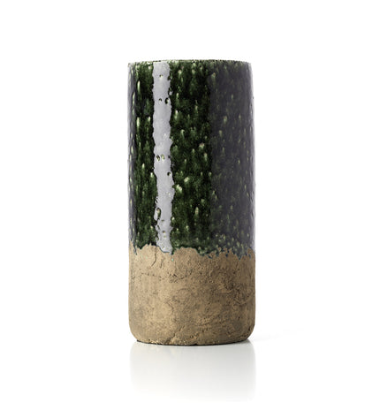 The Moss Cylinder Vase - Concrete Green - L