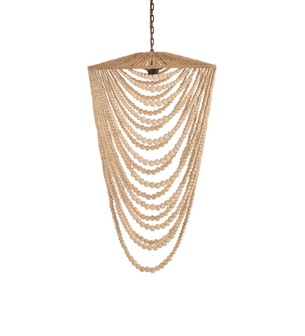 The Wooden Bead Chandelier - Natural - L