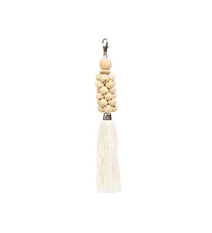The Wooden Beads Keychain - Natural White