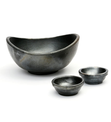 The Burned Curved Bowls - Black - Set of 3