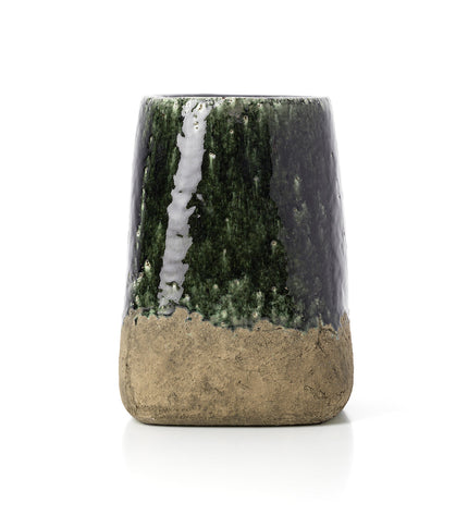 The Moss Conical Planter - Concrete Green - L
