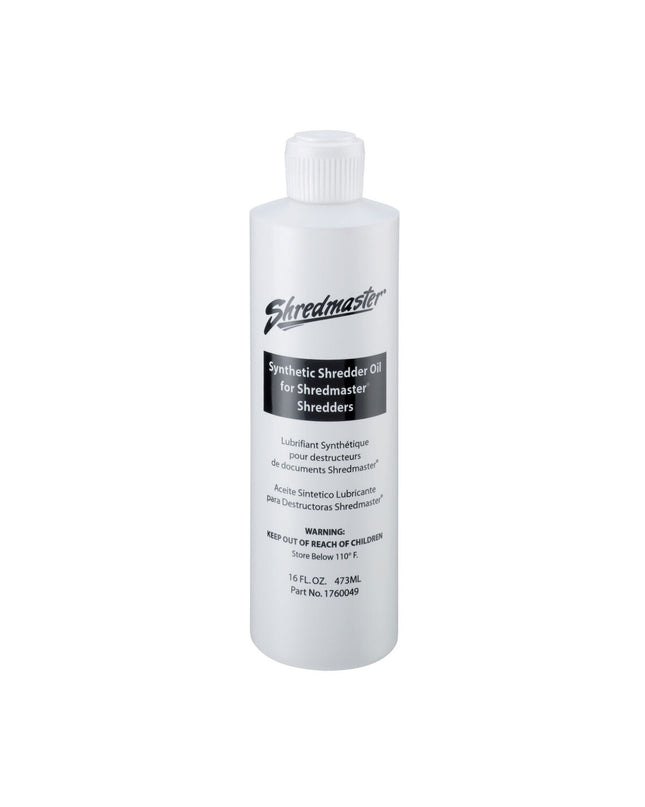 Witte fles Rexel smeerolie voor papierversnipperaar, 473 ml, geschikt voor kantoorartikelen en kantoor elektronica.