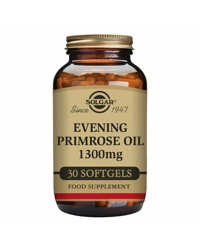 Solgar Teunisbloemolie supplement bottle with 30 capsules, health and personal care vitamin and mineral product.