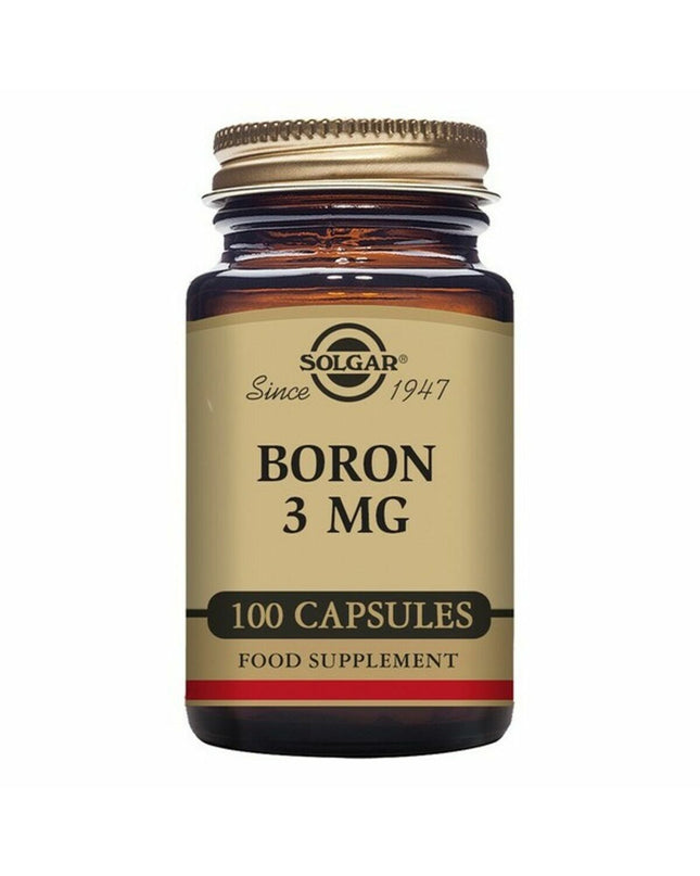Solgar Borium E1778 dietary supplement capsules for health and wellness, 100 capsules in a white container.