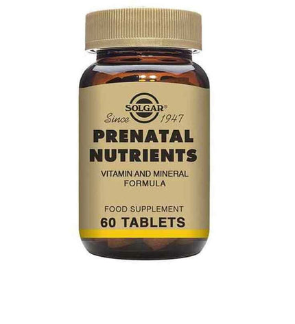 Solgar Prenatale voedingsstoffen supplement in capsules, designed for health and prenatal care, with vitamin and mineral ingredients