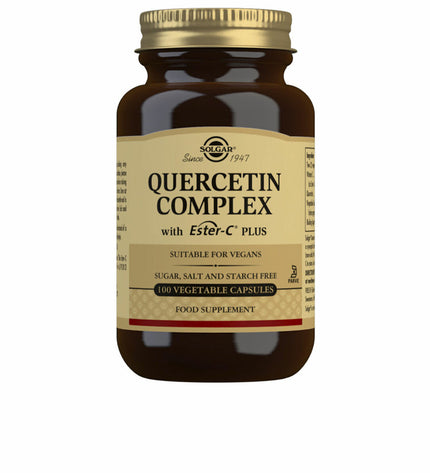 Solgar Quercitinecomplex met Ester-C Plus supplement bottle with 100 capsules, health and personal care vitamin and mineral product