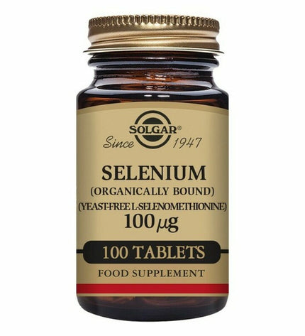 Solgar Seleen supplement bottle with 100 capsules, part of health and personal care vitamins and minerals.