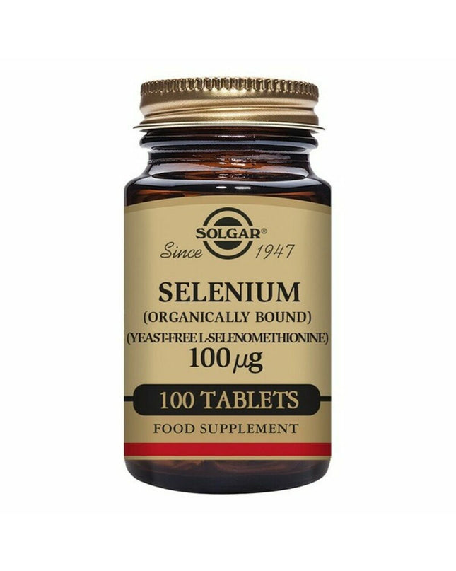 Solgar Seleen supplement bottle with 100 capsules, part of health and personal care vitamins and minerals.