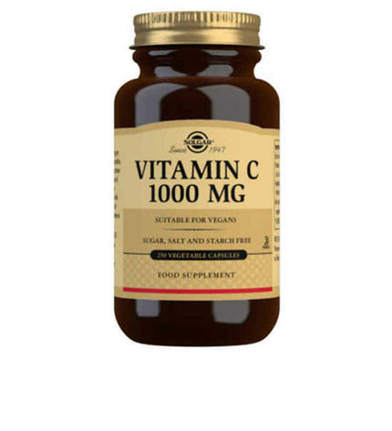 Solgar Vitamin C supplement bottle with 250 tablets, natural health and wellness product for immune support.