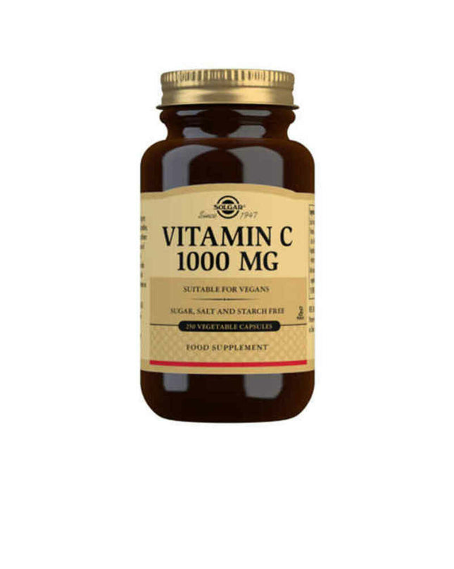 Solgar Vitamin C supplement bottle with 250 tablets, natural health and wellness product for immune support.