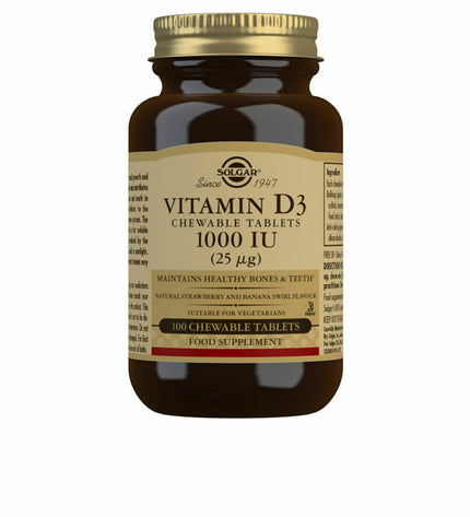 Solgar Vitamin D3 (Cholecalciferol) supplement bottle with 100 capsules, health and personal care vitamin and mineral product.