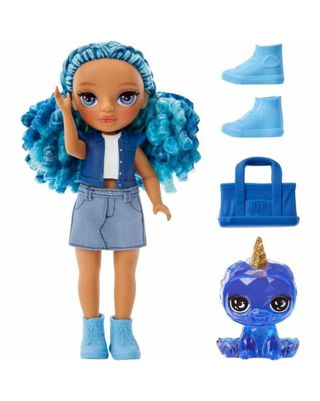 Colorful Rainbow High action figure from the Rainbow High toy line, detailed with vibrant clothing and accessories.