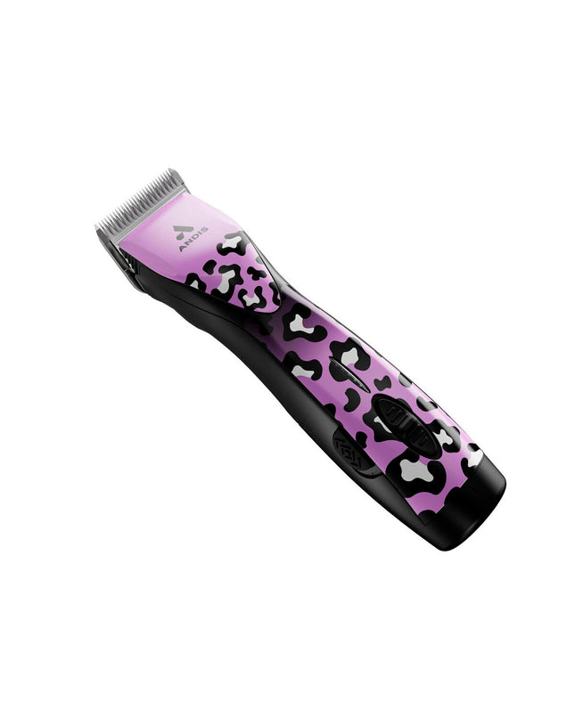 Andis Pulse ZR II Wild pet hair clipper for dogs, black and purple, with ergonomic design for grooming pets.