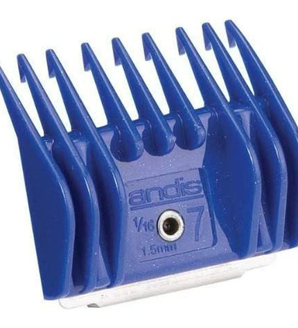 Andis L Polymeer elevating dog grooming combs, 8-piece set, for professional pet grooming and detangling dogs.