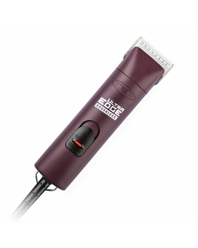 Andis UltraEdge AGC Bordeaux pet hair clipper for dogs with plastic housing, showing the blade and body of the grooming tool.