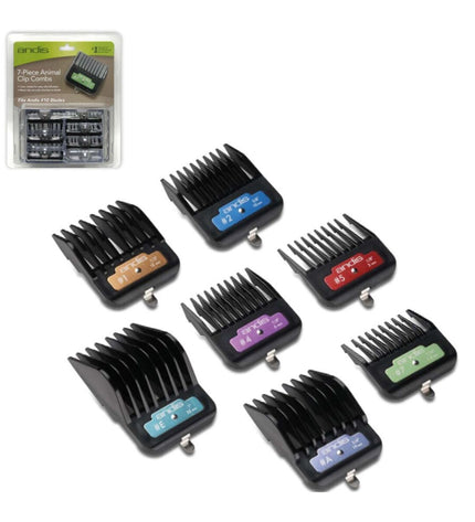 Andis plastic raising comb for dogs with 7 adjustable parts, pet grooming tool for dogs, close-up view of the comb.