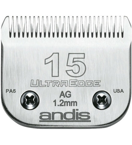 Andis Mes S-15 stainless steel dog grooming clipper blade, 1.2 mm, for professional pet grooming tools.