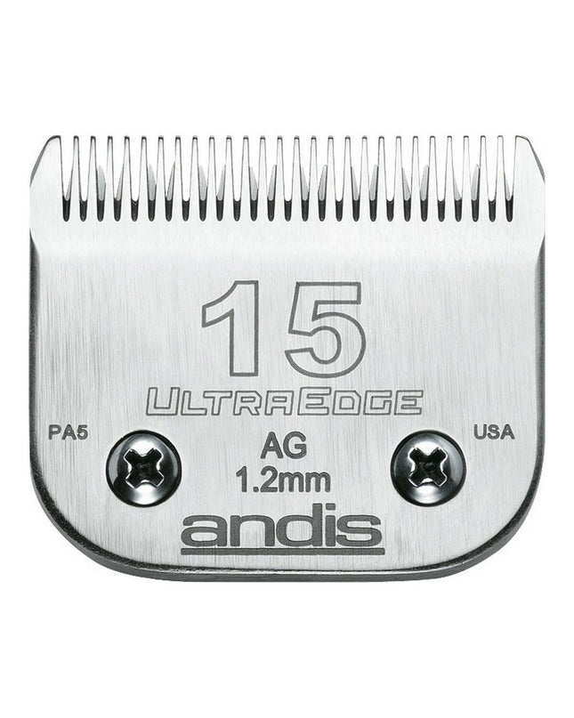 Andis Mes S-15 stainless steel dog grooming clipper blade, 1.2 mm, for professional pet grooming tools.