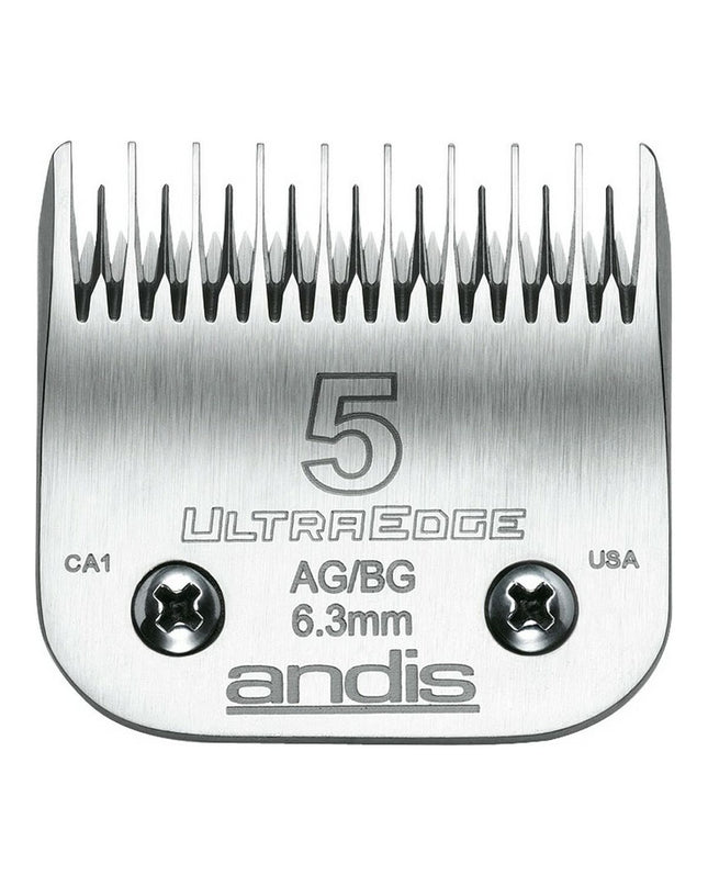 Andis stainless steel dog grooming blades, 5-piece chrome set, for professional pet grooming tools
