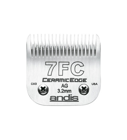 Andis S-7F stainless steel dog grooming blades with 3.2 mm cutting length, designed for professional dog grooming tools.