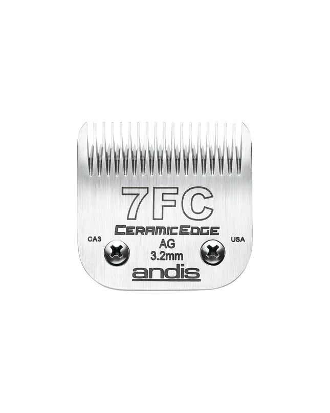 Andis S-7F stainless steel dog grooming blades with 3.2 mm cutting length, designed for professional dog grooming tools.