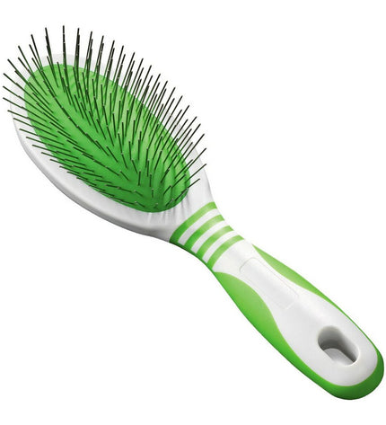 Andis Ontwar Haarborstel for dogs, pet grooming tool with natural bristles for detangling and brushing dogs' fur.