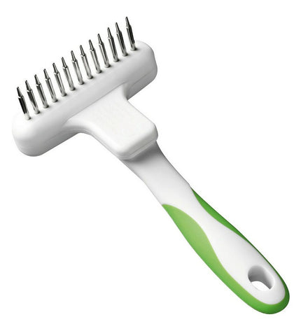 Andis dog brush with rotating steel and plastic bristles for grooming and detangling dogs.
