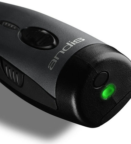 Andis DBLC-2 battery replacement for dog grooming trimmer, showing the rechargeable battery and product packaging.
