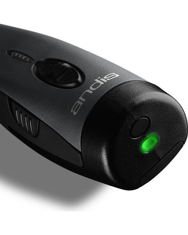 Andis DBLC-2 battery replacement for dog grooming trimmer, showing the rechargeable battery and product packaging.