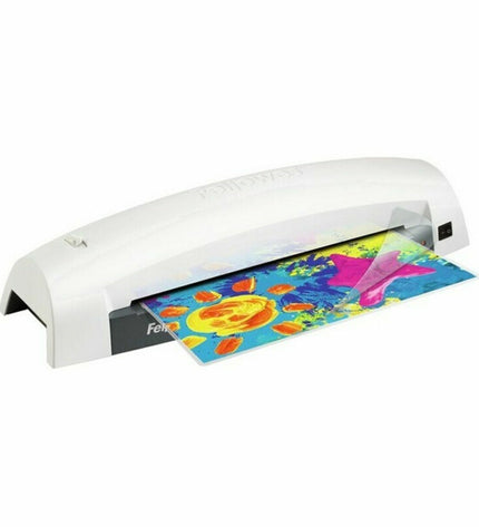 Fellowes Lunar A3 laminator in white, office electronics and stationery, showing the sleek design and control panel.