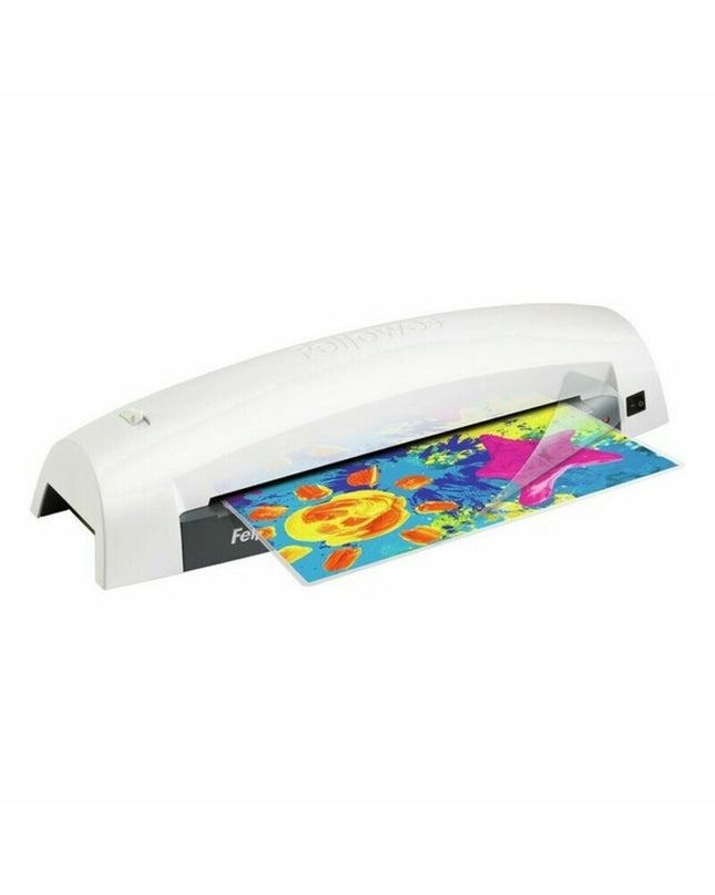 Fellowes Lunar A3 laminator in white, office electronics and stationery, showing the sleek design and control panel.